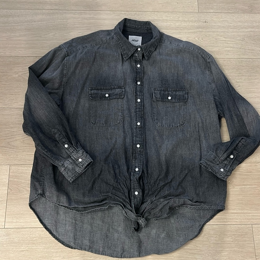 Aerie black denim shirt